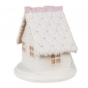 26PR4348 Gingerbread house met LED 13 cm Wit Kunststof Peperkoekhuisje