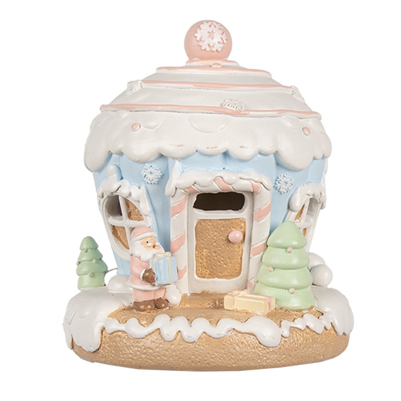 6PR4354 Decoratie Huis met LED Gingerbread house 14 cm Blauw Kunststof Kerstdecoratie