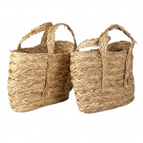 26RO0534 Storage Basket Set of 2 Ø 31 Ø 29 cm Brown Straw Oval Basket