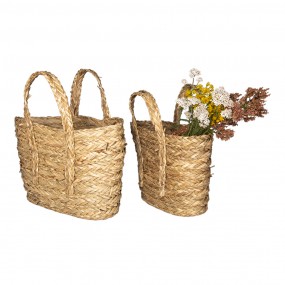 26RO0534 Panier de rangement set de 2 Ø 31 Ø 29 cm Marron Paille Ovale Panier