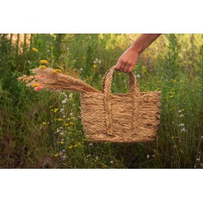 26RO0534 Storage Basket Set of 2 Ø 31 Ø 29 cm Brown Straw Oval Basket