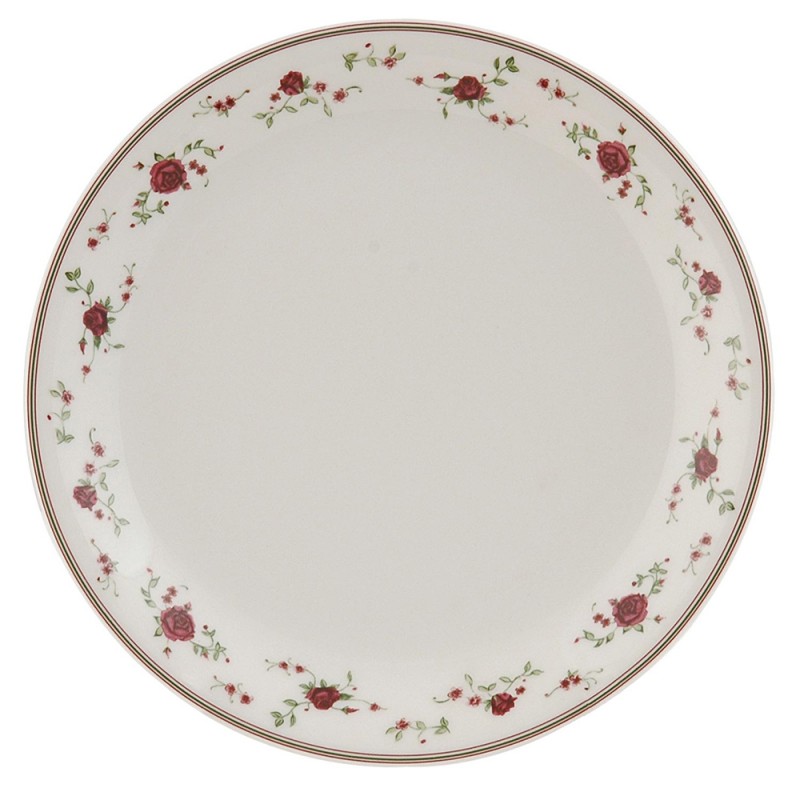 LPRDP Assiette de petit déjeuner Ø 20 cm Beige Céramique Fleurs Rond Assiette