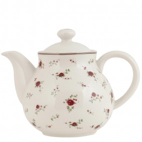 2LPRTE Teapot 1200 ml Beige Ceramic Flowers Round Tea pot