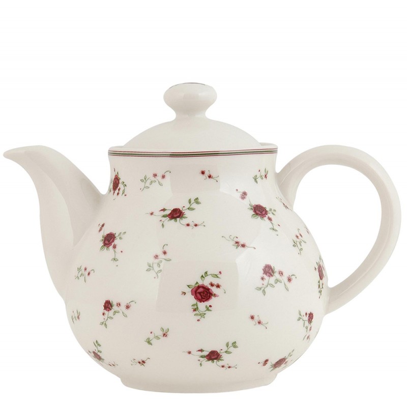 LPRTE Teapot 1200 ml Beige Ceramic Flowers Round Tea pot