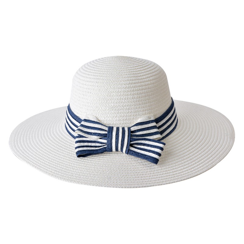 MLHAT0092W Chapeau de femme Maat: 57 cm Blanc Paille en papier Rond Chapeau de soleil