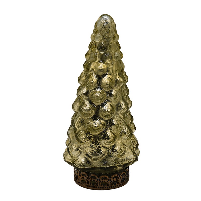 6GL4560 Décoration de Noël avec éclairage LED Sapin de Noël Ø 8x16 cm Couleur or Verre