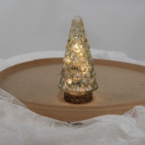 26GL4560 Décoration de Noël avec éclairage LED Sapin de Noël Ø 8x16 cm Couleur or Verre