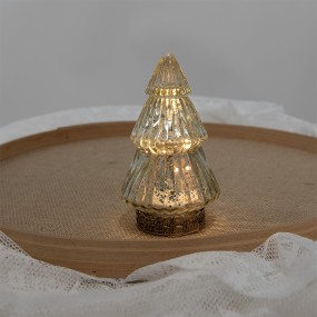 26GL4601 Kerstdecoratie met LED-verlichting Kerstboom Ø 8x14 cm Zilverkleurig Glas