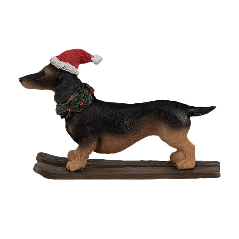 6PR4173 Christmas Decoration Figurine Dog Dachshund 10x3x7 cm Brown Plastic