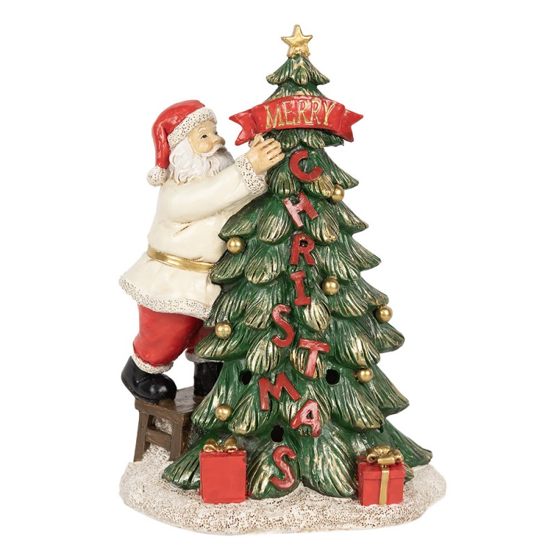 6PR4179 Décoration de Noël avec éclairage LED Père Noël 15x10x22 cm Vert Plastique