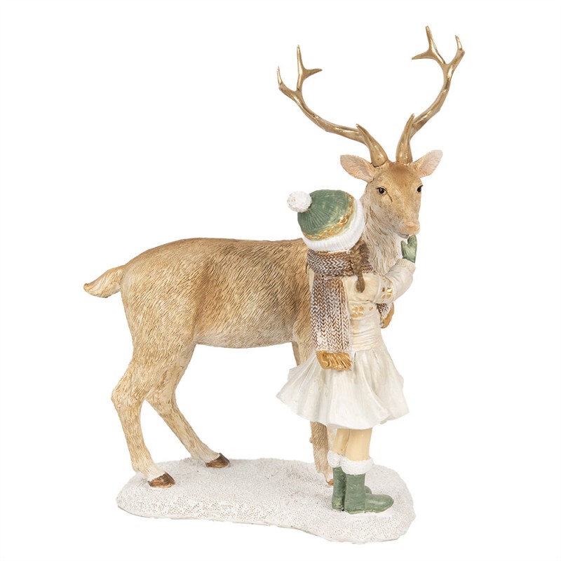 6PR4187 Statuetta decorativa di Natale Ragazza 17x12x22 Marrone Plastica