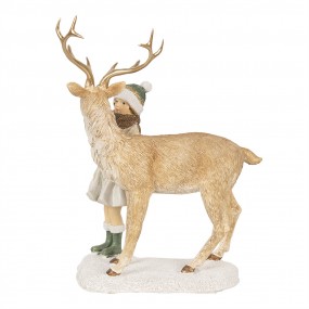 26PR4187 Weihnachtsdekorationsfigur Mädchen 17x12x22 Braun Kunststoff