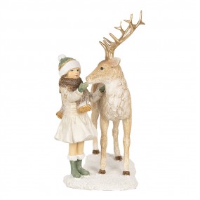 26PR4187 Christmas Decoration Figurine Girl 17x12x22 Brown Plastic