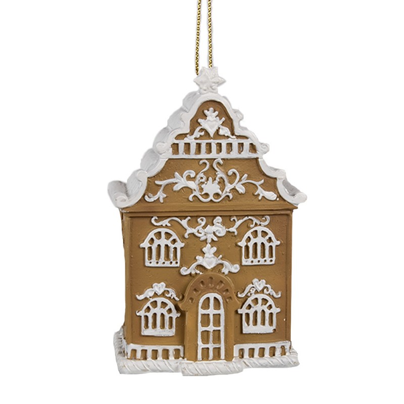 6PR4212 Christmas Ornament Gingerbread house 6x4x9 cm Brown Plastic Gingerbread house