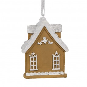 26PR4213 Christmas Ornament Gingerbread house 6x4x7 cm Brown Plastic Gingerbread house