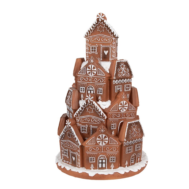 6PR4342 Gingerbread house met LED Ø 18x28 cm Bruin Kunststof Kerstdecoratie