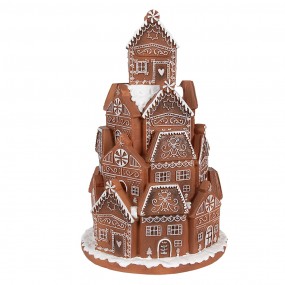 26PR4342 Gingerbread house met LED Ø 18x28 cm Bruin Kunststof Kerstdecoratie