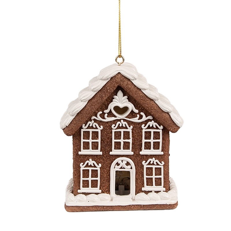 6PR4358 Christmas Pendant with LED Gingerbread house 9x6x10 cm Brown Plastic