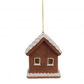 26PR4358 Christmas Pendant with LED Gingerbread house 9x6x10 cm Brown Plastic