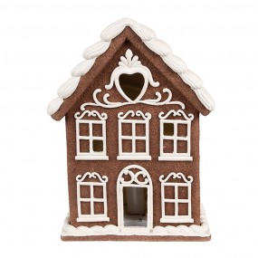 26PR4359 Gingerbread house met LED 17x10x22 cm Bruin Kunststof Peperkoekhuisje