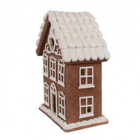 26PR4359 Gingerbread house met LED 17x10x22 cm Bruin Kunststof Peperkoekhuisje