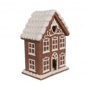 26PR4359 Lebkuchenhaus mit LED 17x10x22 cm Braun Kunststoff Pfefferkuchenhaus