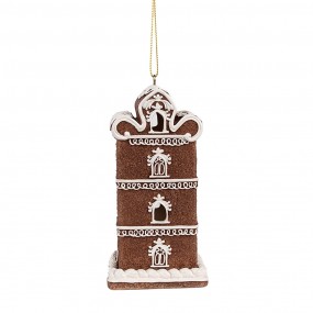 26PR4360 Christmas Pendant with LED Gingerbread house 7x6x12 cm Brown Plastic Gingerbread house