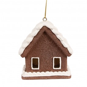 26PR4361 Christmas Pendant with LED Gingerbread house 8x6x9 cm Brown Plastic Gingerbread house