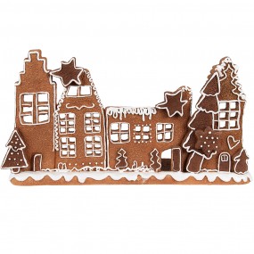 26PR4357 Tealight Holder Gingerbread house 27x9x15 cm Brown Plastic Tea-light Holder