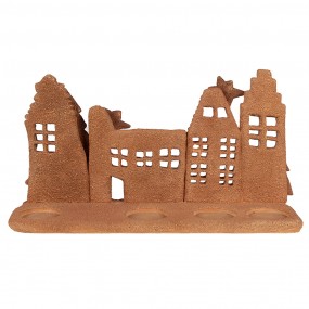 26PR4357 Tealight Holder Gingerbread house 27x9x15 cm Brown Plastic Tea-light Holder