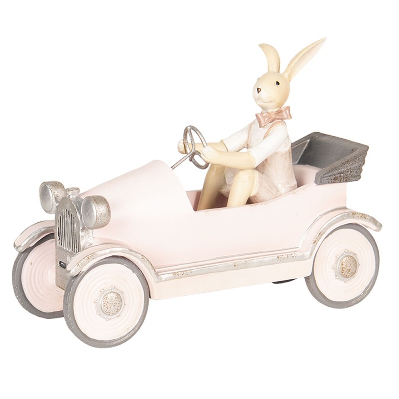 6PR2633 Figurine Rabbit 24x9x18 cm Pink Polyresin Home Accessories