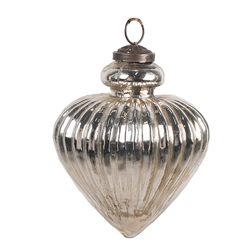 6GL4539S Christmas Bauble Ø 10x12 cm Silver colored Glass