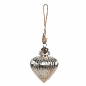 26GL4539S Christmas Bauble Ø 10x12 cm Silver colored Glass