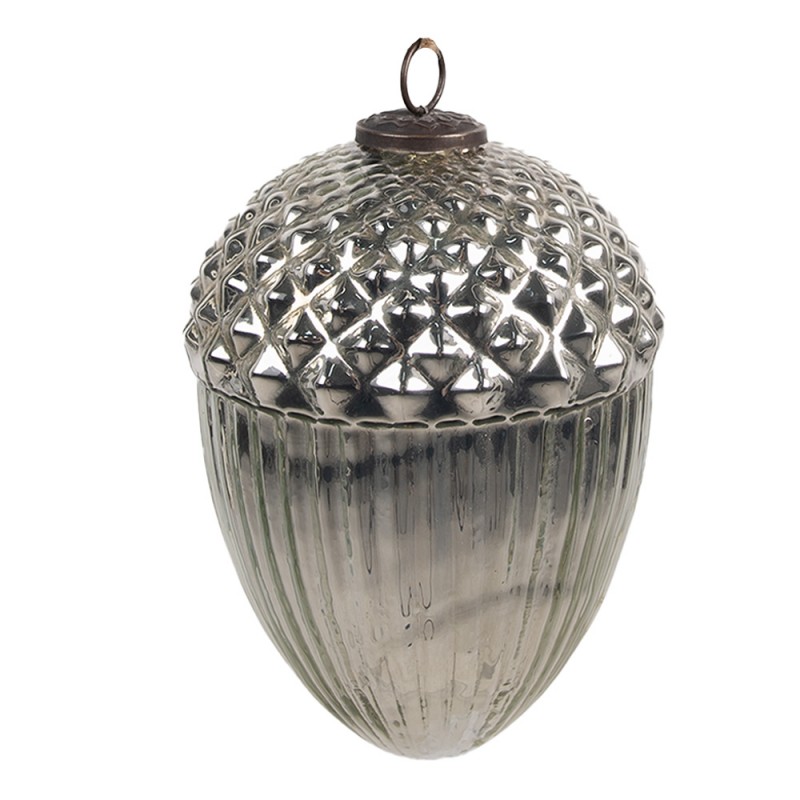 6GL4540L Christmas Bauble Ø 10x15 cm Silver colored Glass