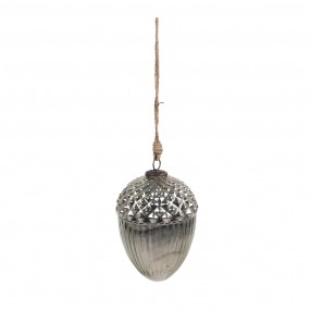 26GL4540L Christmas Bauble Ø 10x15 cm Silver colored Glass