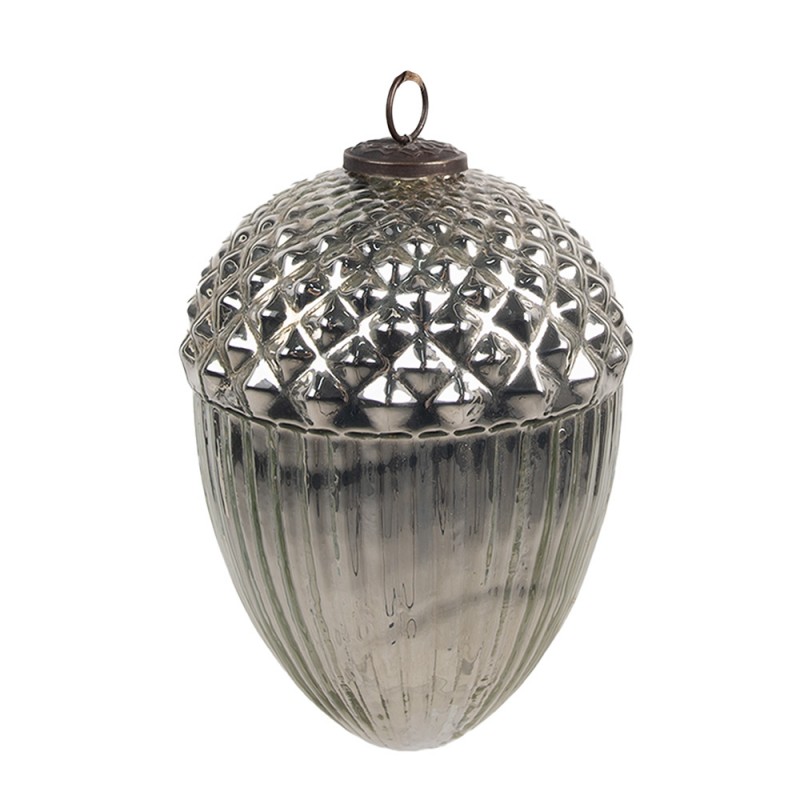 6GL4540XL Christmas Bauble Ø 15x21 cm Silver colored Glass