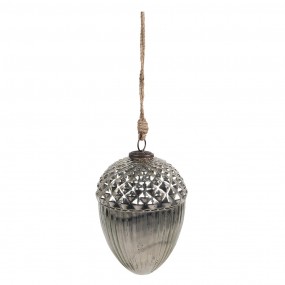 26GL4540XL Christmas Bauble Ø 15x21 cm Silver colored Glass