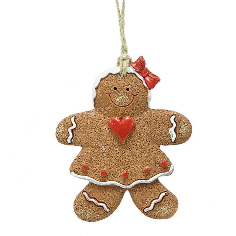 6PR4337 Kersthanger Gingerbread man 7x1x8 cm Bruin Kunststof Kerstboomversiering