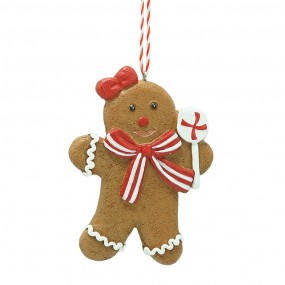 26PR4338 Kersthanger Gingerbread man 8x1x10 cm Bruin Kunststof