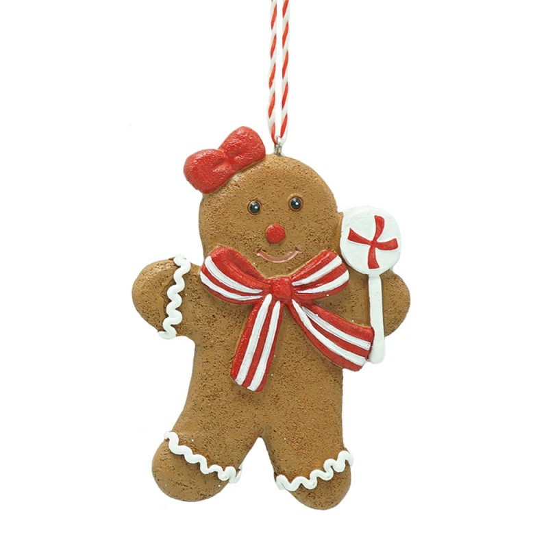 6PR4338 Kersthanger Gingerbread man 8x1x10 cm Bruin Kunststof