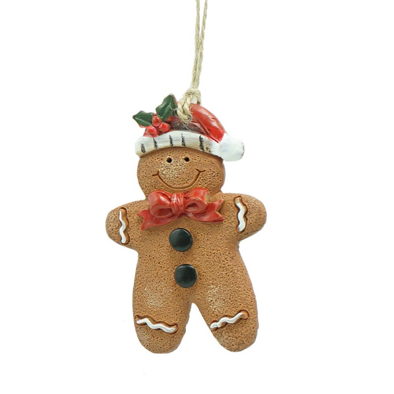 6PR4339 Christmas Ornament Gingerbread man 6x1x8 cm Brown Plastic Christmas Tree Decorations