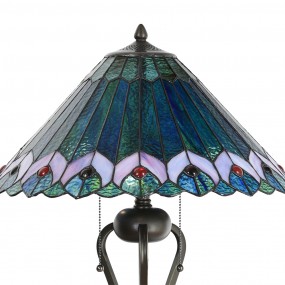 25LL-5391 Lampada da tavolo Tiffany Ø 48x73 cm Verde Rosa  Vetro Triangolo Lampada da scrivania Tiffany