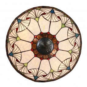 25LL-5394 Tiffany Tafellamp  Ø 51x78 cm  Beige Blauw Glas Driehoek Tiffany Bureaulamp