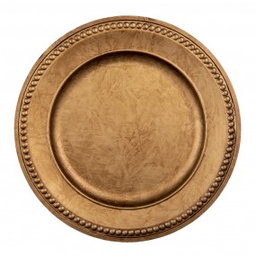 264805 Charger Plate Ø 33 cm Gold colored Plastic Round Candle Tray