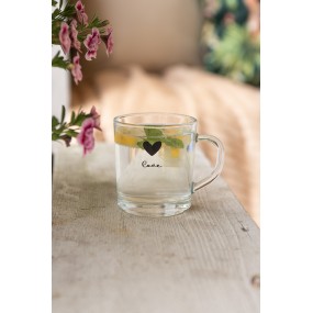 26GL3709 Tea Glass 250 ml Glass Heart Tea Mug