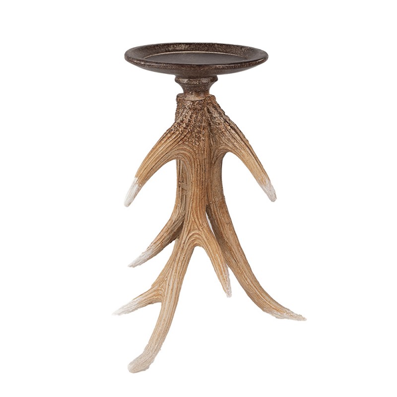 6PR3765 Candelabro 19x19x29 cm Marrone Beige Plastica Portacandele