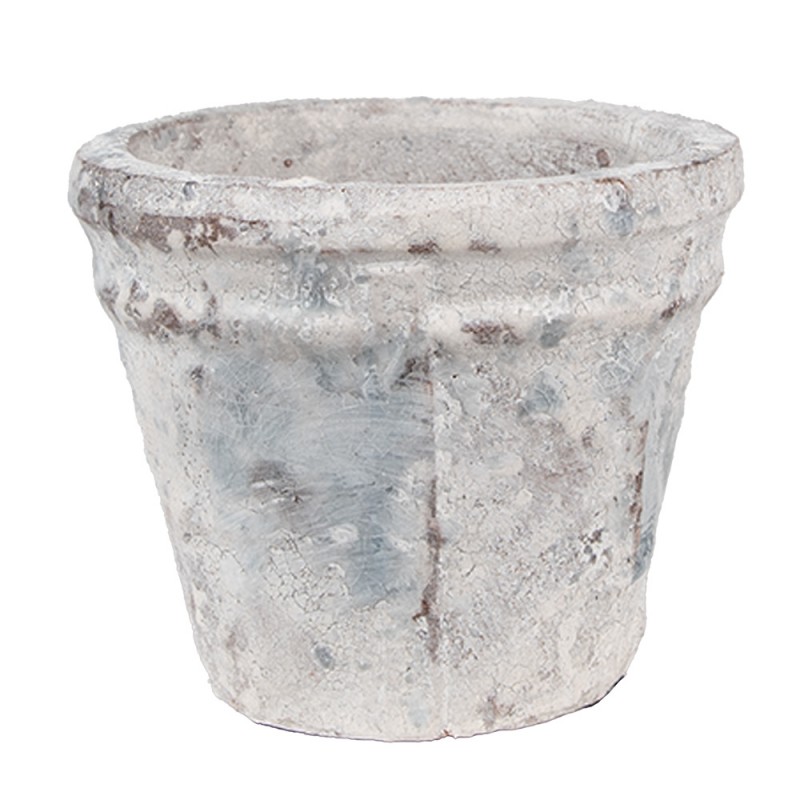 6TE0520S Planter Ø 10x8 cm White Blue Terracotta