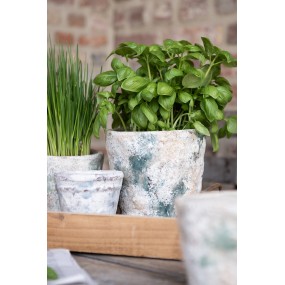 26TE0520S Planter Ø 10x8 cm White Blue Terracotta