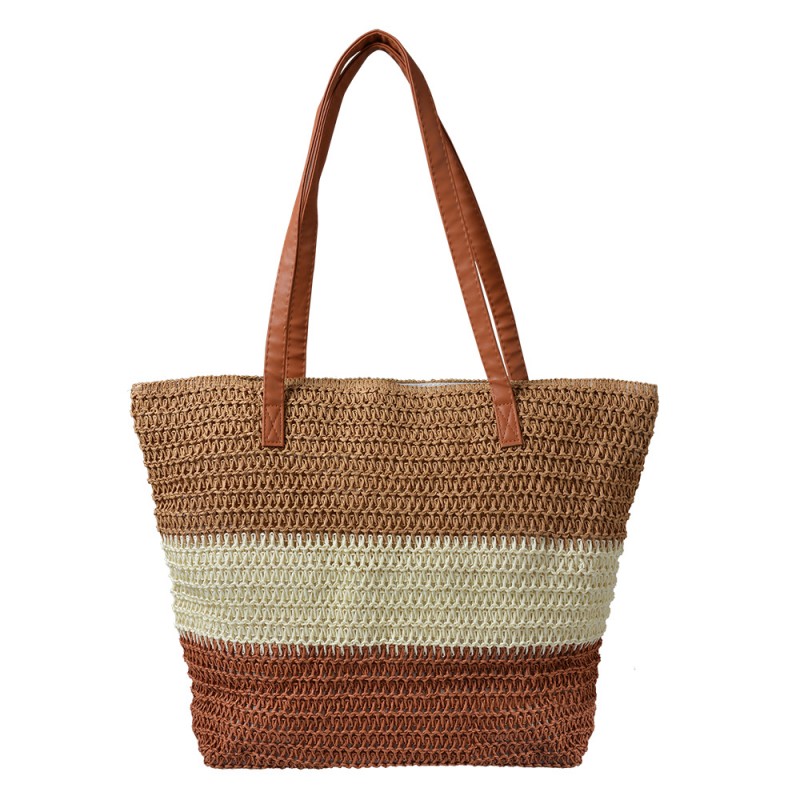 JZBG0282 Beach Bag 46x30 cm Brown Beige Synthetic