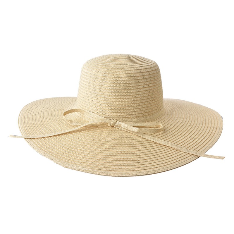 JZHA0035BE Cappello da donna Ø58 cm Beige Paglia di carta Rotondo Cappello da sole